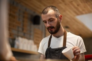 Business owner thinking about finances